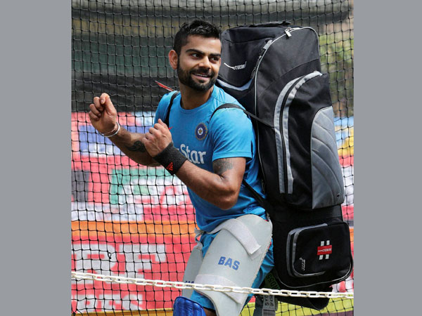 Kohli enjoying light moment after training