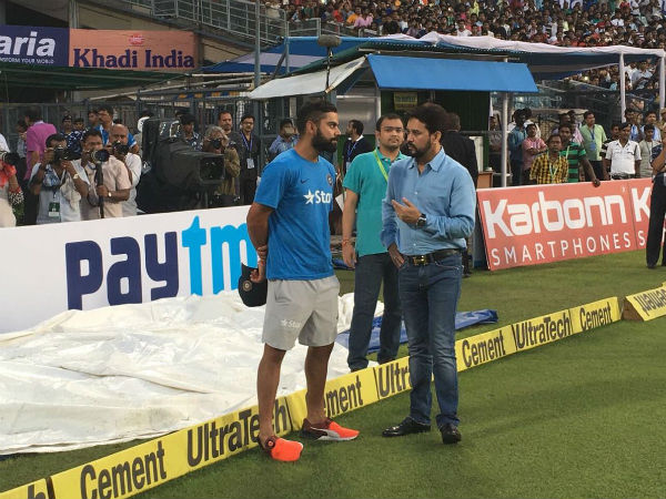 Virat Kohli and Anurag Thakur interact at Eden