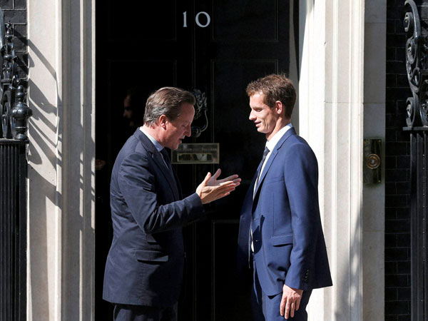 British PM David Cameron greets Murray
