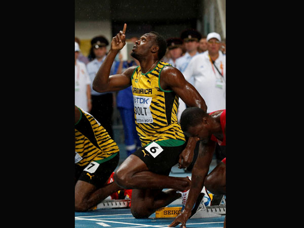 Usain Bolt celebrates