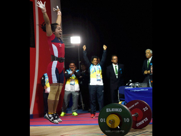 Chanu celebrates