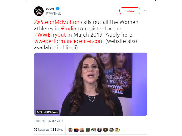 Stephanie McMahon : Kavita Devi was the first female WWE superstar that we signed and We want more!