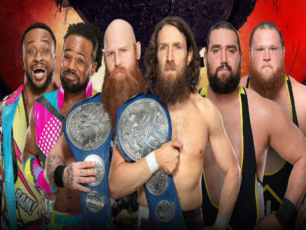 Smackdown Tag Team Championship Match: Daniel Bryan & Rowan (c) vs. The New Day vs. Heavy Machinery