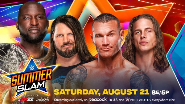 Raw Tag Team Championship: AJ Styles and Omos (c) vs. RK-Bro (Riddle and Randy Orton)