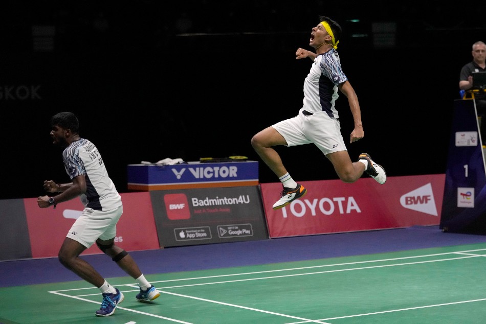 Doubles pair celebrate Doubles pair celebrate