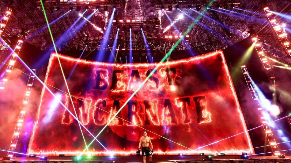 WWE Crown Jewel 2022 Mega match set featuring two former UFC Champions