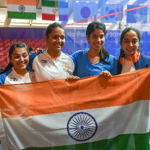 Joshna Chinappa, Dipika Pallikal, Sunayna Kuruvilla and Tanvi Khanna 